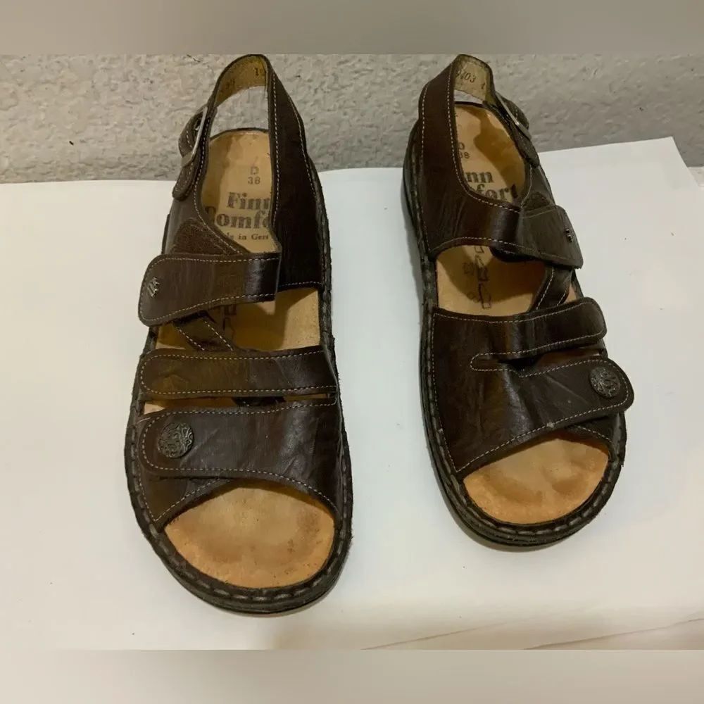 Finn Comfort Womens Shoes Sandals Cognac Brown Leather EUR 38 German Made